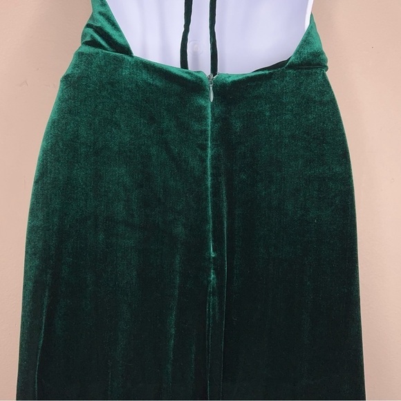 XS TOBI GREEN VELOUR GOWN FORMAL SLEEVELESS EVENT STRETCH - Picture 10 of 14